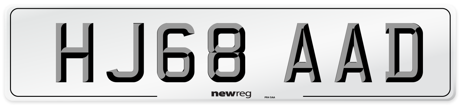 HJ68 AAD Number Plate from New Reg